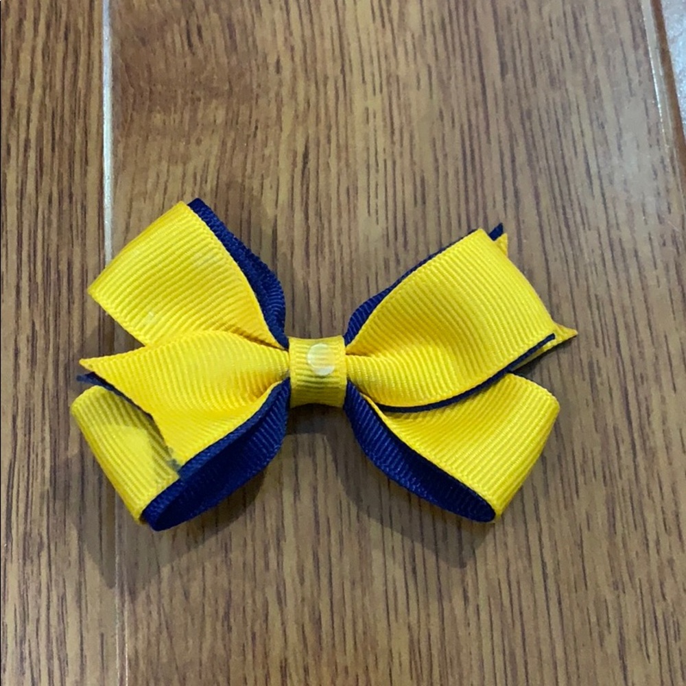 Blue and yellow bow